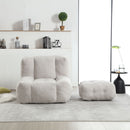 Modern Indoor Fluffy Bean Bag Chair With Memory Foam And Ottoman, Super Soft