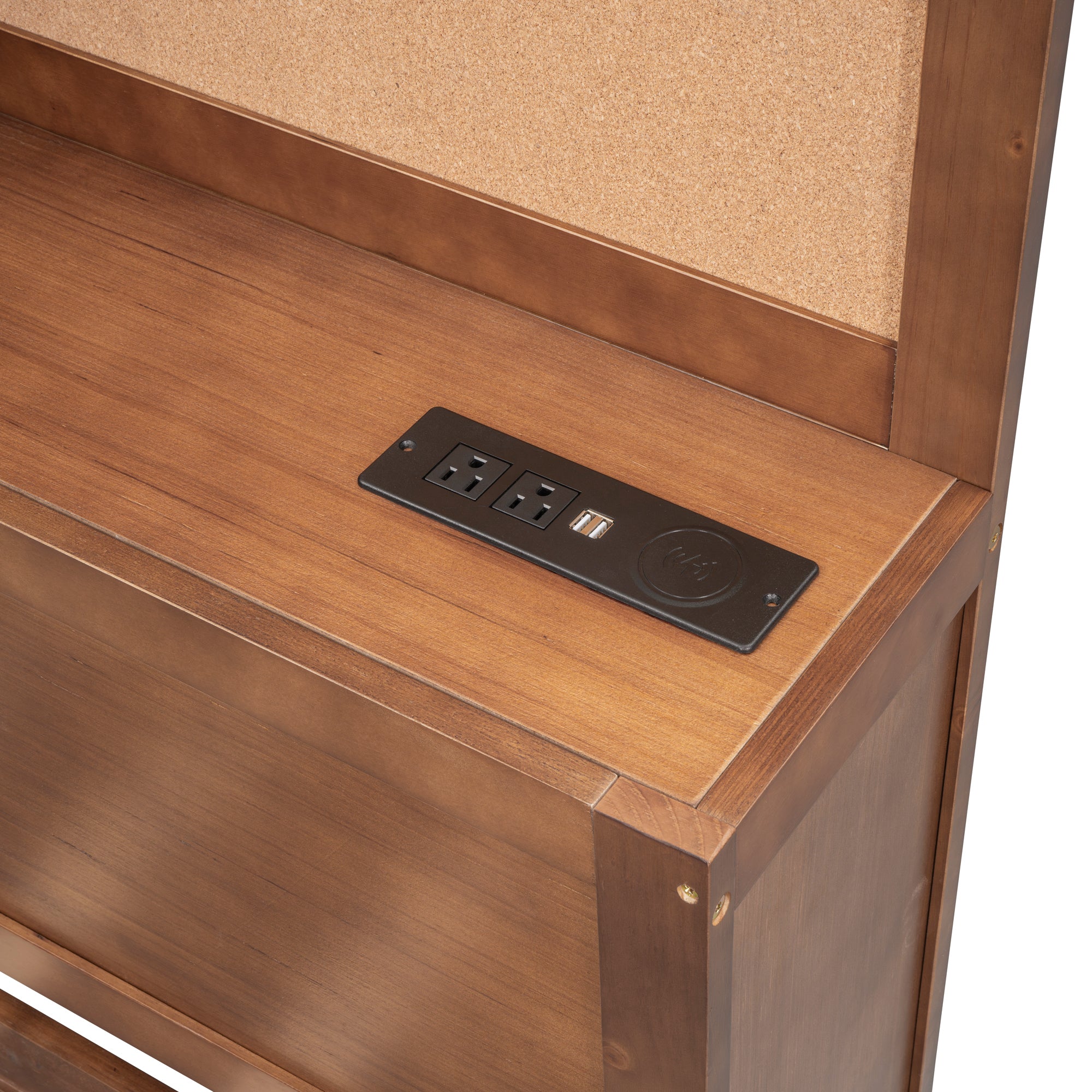 Twin Size Wooden Daybed with 3 Storage Drawers, Upper Soft Board, shelf, and a set of Sockets and USB Ports, Brown - Atlantic Fine Furniture Melbourne FL
