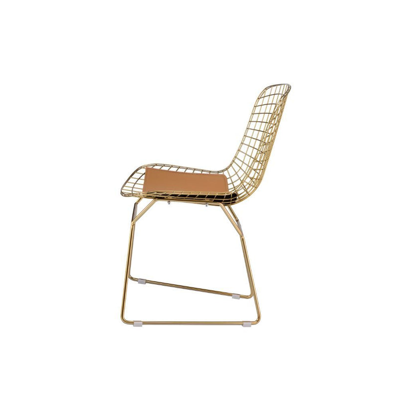 Achellia - Side Chair (Set of 2) - Whiskey PU & Gold