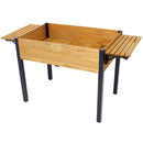 Raised Garden Bed With Metal Legs And Folding Storage Shelf