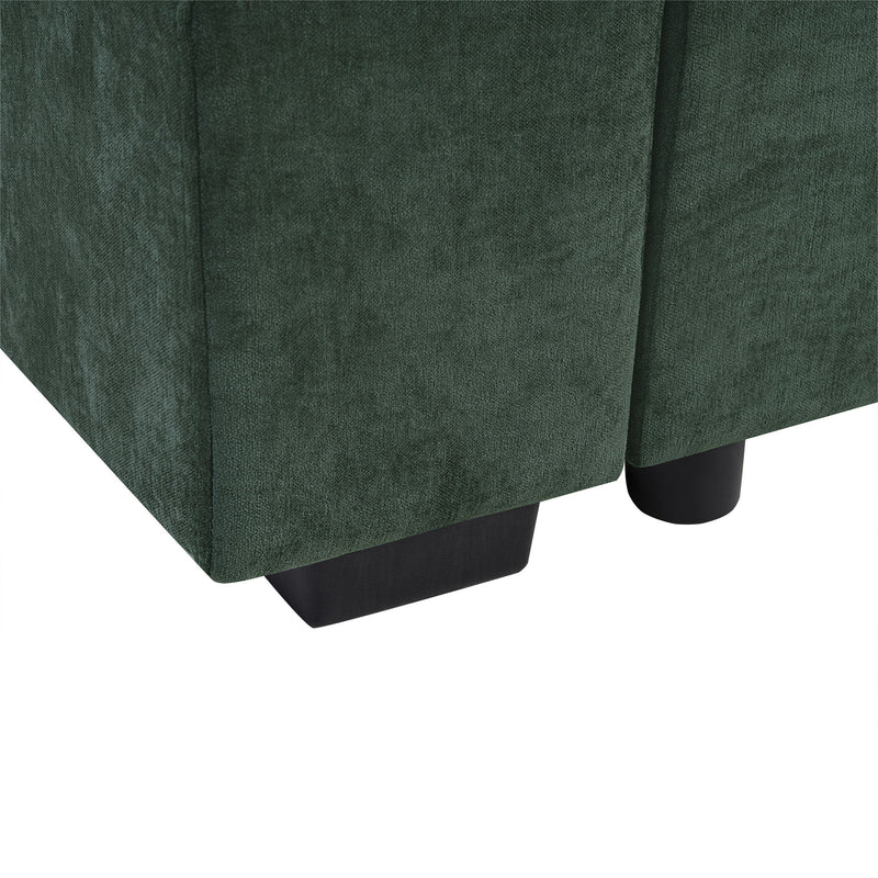 Modern L Shaped Sectional Sofa With Chenille Upholstery And Wooden Storage