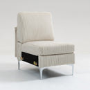 Single Couch Modular Armless Accent Chair With Back Cushion