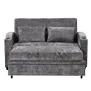 Pull Out Loveseat Sofa With Adjsutable Backrest, 2 Pillows, Cup Holders, USB Ports For Living Room