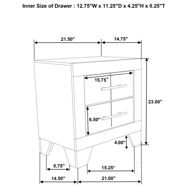 Trenton - 2-Drawer Nightstand Bedside Table - Rustic Cream