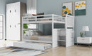 Full over Full Bunk Bed with Twin Size Trundle, White (old sku: LT000026AAK )