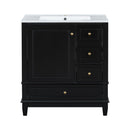 30" Bathroom Vanity With Sink, 1 Door With Shelf And 3 Drawers, Soft Close Door - Black