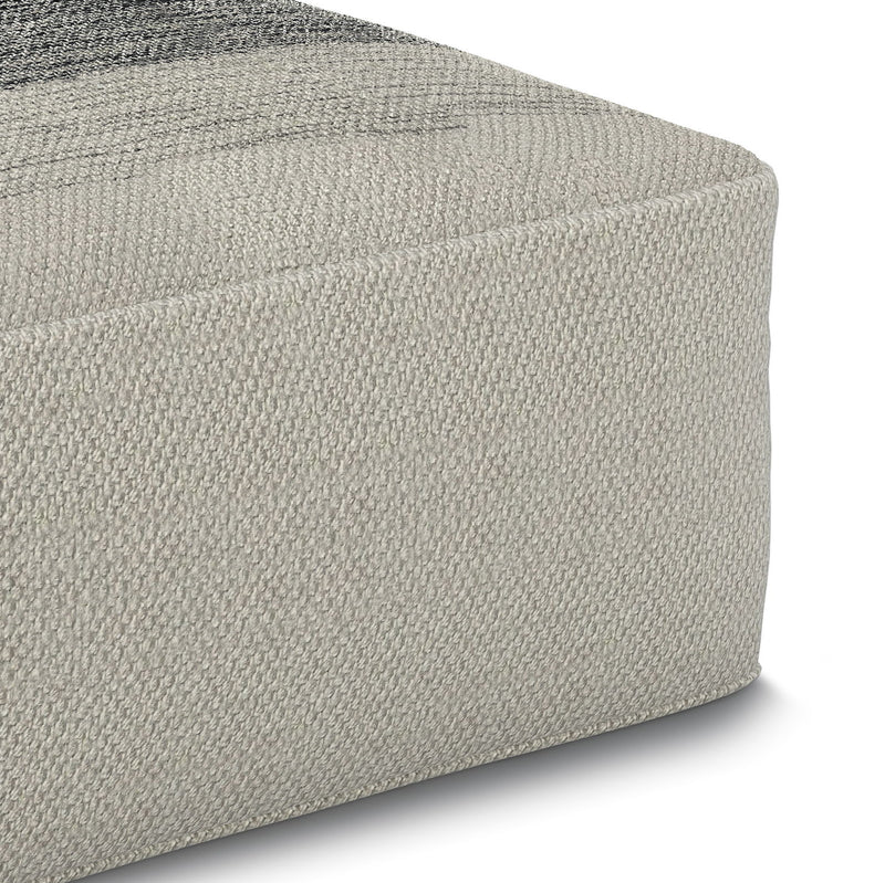 Sabella - Square Woven Outdoor / Indoor Pouf - Gray / White