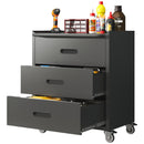 Heavy Duty Metal Storage Cabinet With Wheels 3 Drawer Tool Cabinet For Garage, Office, And Home Organizer Solutions