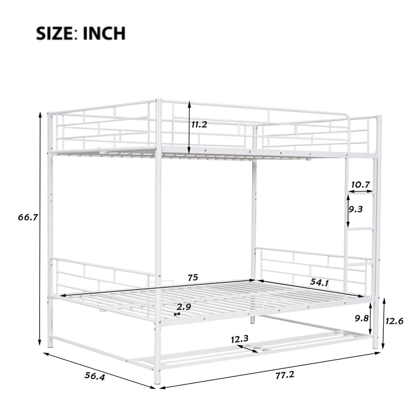 Metal Bunk Bed With Shelf And Guardrails