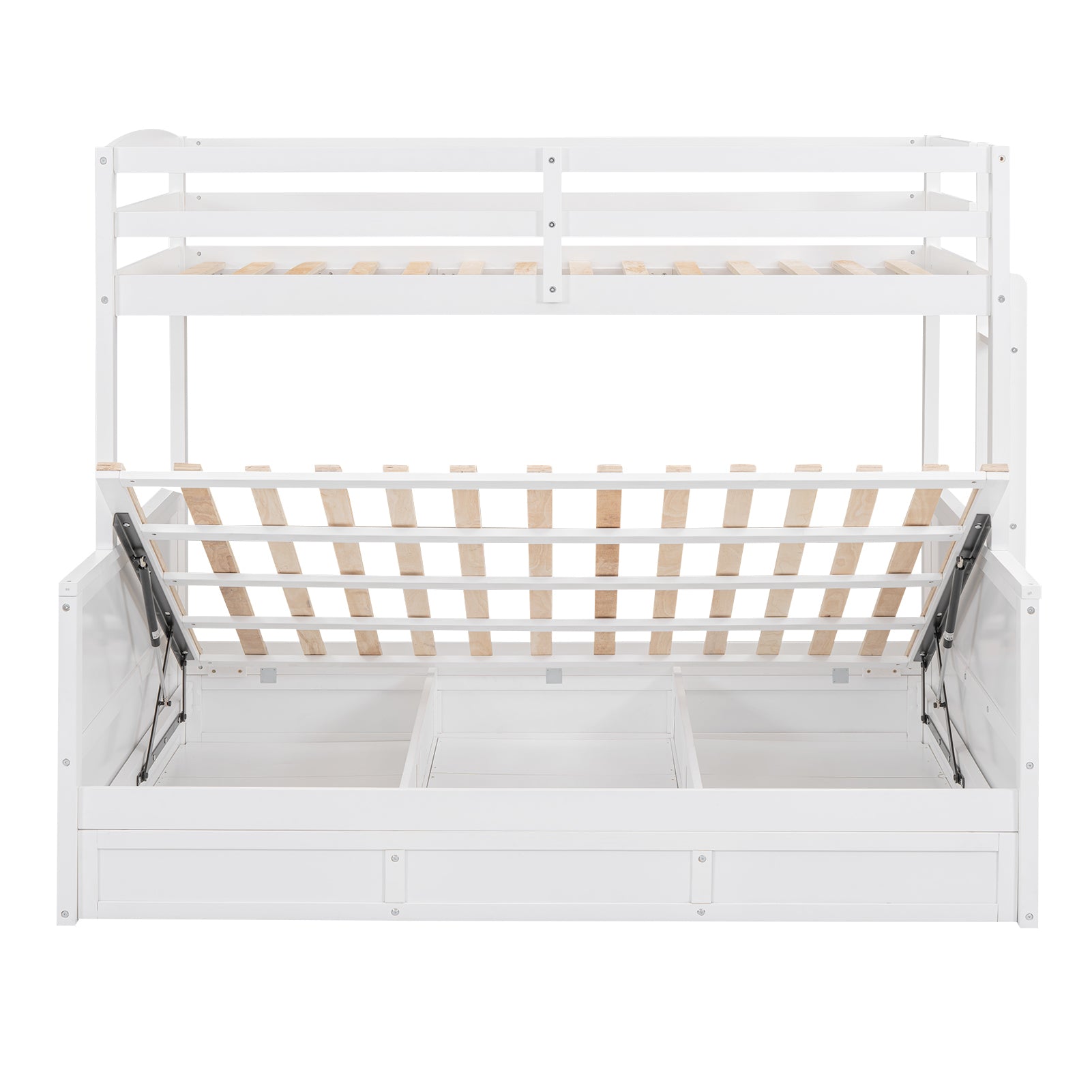 Wood Twin over Full Bunk Bed with Hydraulic Lift Up Storage, White - Atlantic Fine Furniture Melbourne FL