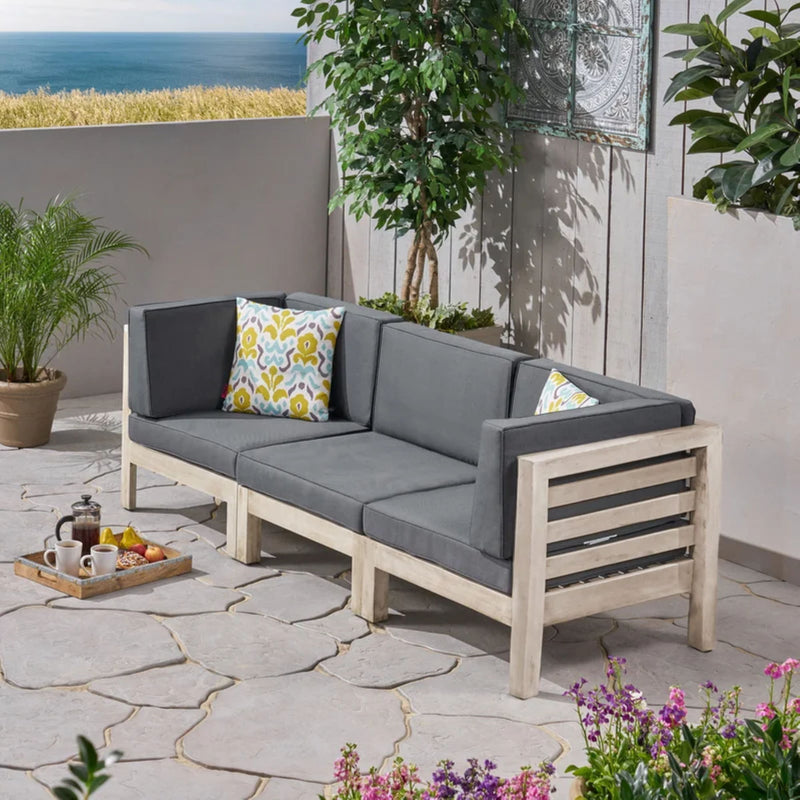 Oana - Modern 3 Piece Sofa Set With Water Resistant Cushions - Light Gray