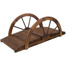 Wooden Garden Bridge Arc Footbridge With Half Wheel Railings Solid Fi - Brown