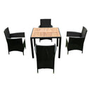Outdoor Patio Wicker Dining Set With Acacia Wood Top