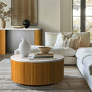 Round Coffee Table With Storage - Natural / White
