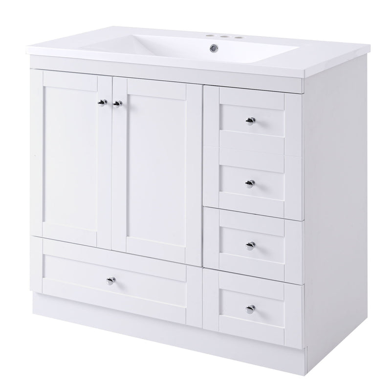 Shaker Free Standing Bathroom Vanity Cabinet With Sink, Soft Close Drawers, Soft Close Doors
