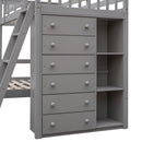 Bunk Bed With 6 Drawers And Flexible Shelves, Bottom Bed With Wheels
