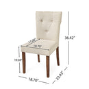 Modern Indoor Wood Dining Set With Chairs And Table, Rubber Wood, 6 Piece - Cream / Walnut