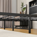Modern Metal Platform Bed Frame With Storage Headboard And Charging Station