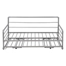Twin Size Daybed with Adjustable Trundle, Pop Up Trundle, Silver