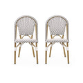 Outdoor Rattan And Aluminum French Bistro Chairs Set