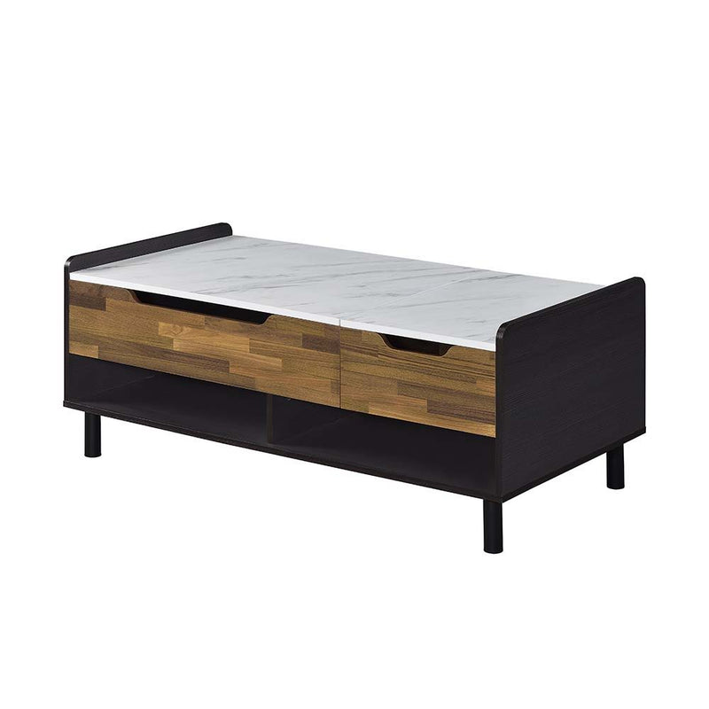 Axel - Coffee Table - Marble, Walnut & Black Finish - Atlantic Fine Furniture Inc