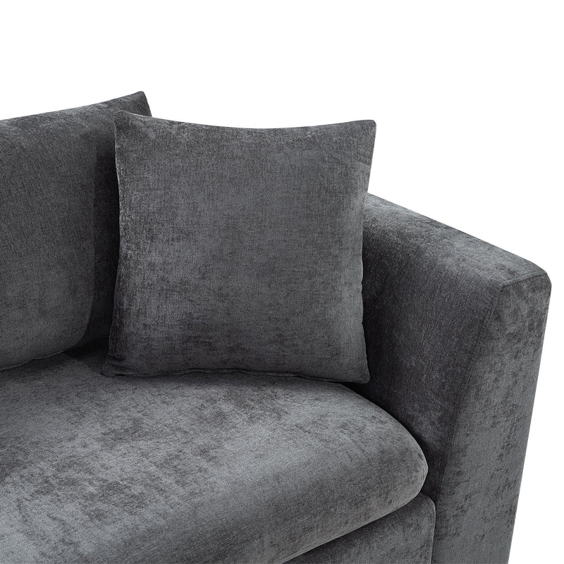 Modern L Shaped Sectional Sofa With Chenille Upholstery And Wooden Storage