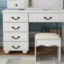 Fashion Vanity Desk With Mirror And Adjustable Lighting, 6 Drawers, 3 Color Light Modes - White