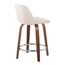 Toriano - Mid Century Modern Fixed Height Counter Stool With Swivel With Round Footrest (Set of 2)