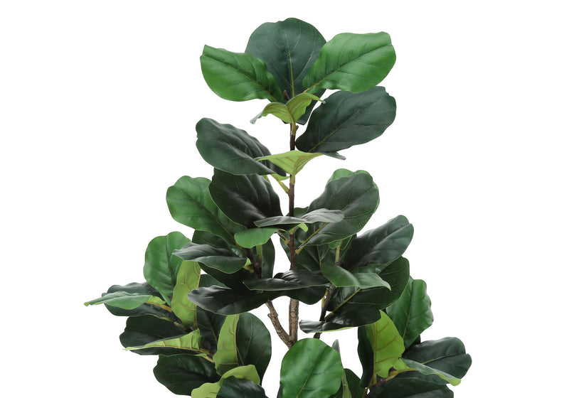 Artificial Plant, 49" Tall, Fiddle Tree, Indoor, Faux, Fake, Floor, Greenery, Potted, Real Touch, Decorative - Green / Black