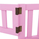 Twin Size Bed Floor Bed with Safety Guardrails and Door for Kids, Pink