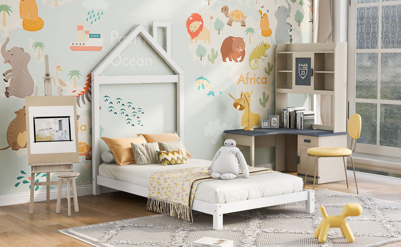 Platform Bed With House Shaped Headboard