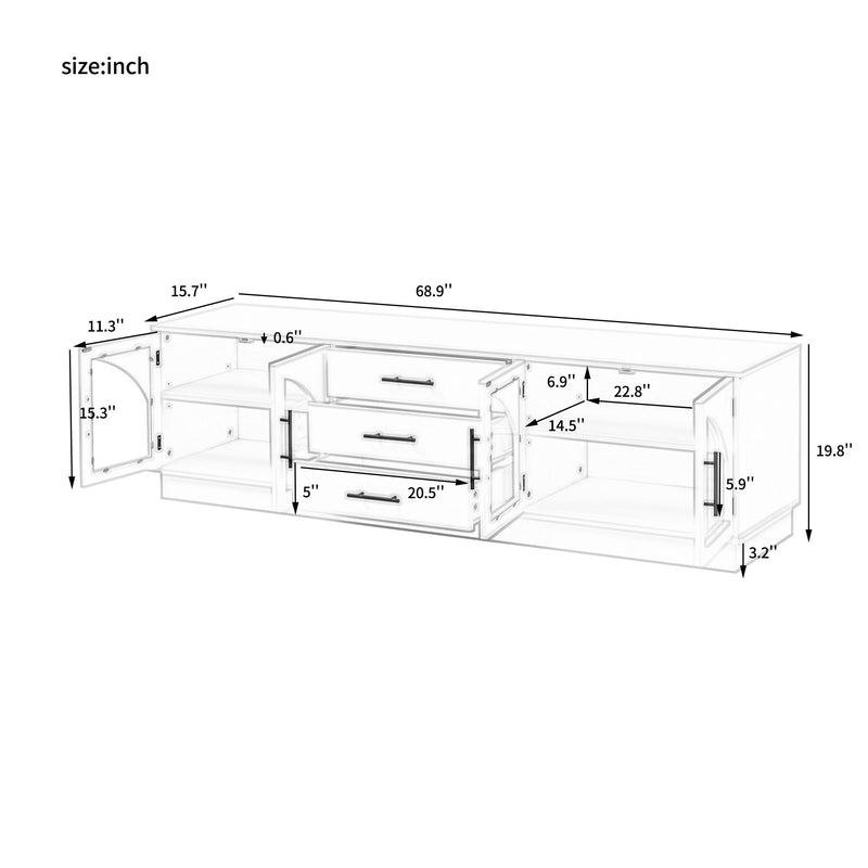 Modern Minimalist TV Stand For TVs Up To 75" With Adjustable Shelves