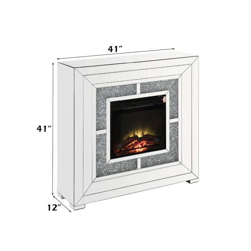 Noralie - Fireplace - Mirrored & Faux Diamonds - 41" - Atlantic Fine Furniture Inc