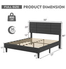 Molblly Full Size Bed Frame with Upholstered Headboard, Strong Frame, and Wooden Slats Support, Non-Slip and Noise-Free, No Box Spring Needed, Easy Assembly, Dark Grey