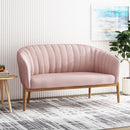 Mid Century Modern Loveseat With Channel Stitched Backrest