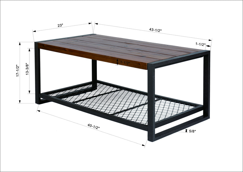 Console Coffee Table With Reclaimed Wood Finish, For Living Room - Natural