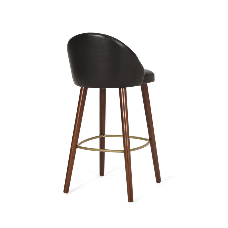 Contemporary Channel Stitch Counter Height Barstools (Set of 2) - Black / Espresso