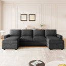 Convertible Sectional Sofa With Storage Chaise Lounges And USB Ports