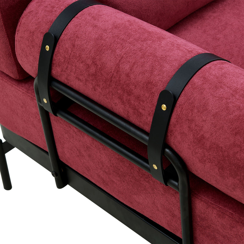 Modern Loveseat Sofa 2 Seater With USB Ports, Cylindrical Armrests