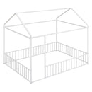 Metal Bed House Bed Frame With Fence
