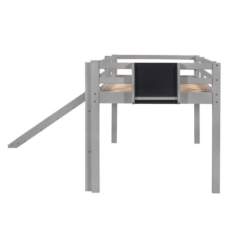 Loft Bed With Slide, Stair And Chalkboard