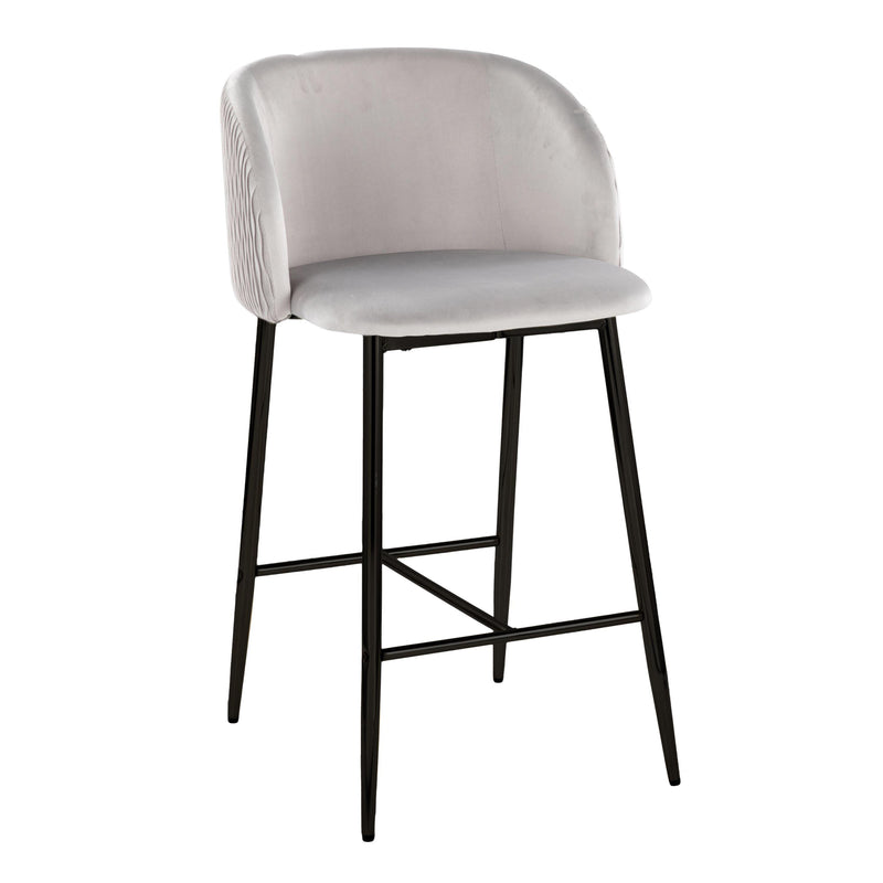 Fran - Pleated Waves Contemporary Fixed Height Counter Stool (Set of 2)