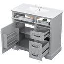 36" Bathroom Vanity With Sink, 2 Tip Out Drawers, Soft Close Hinges