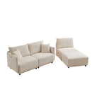Modern Minimalist Corduroy Combination Sofa With 2 Comfort Cushions With USB & C Charging Ports