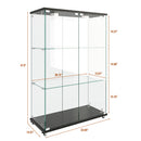 Modern Display Cabinet With LED Lights, Transparent Tempered Glass 2 Door Storage Case With 3 Shelves