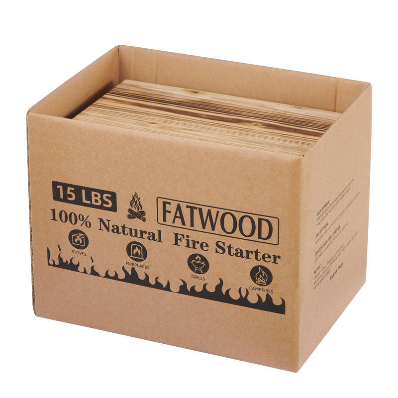 15 Lbs Fatwood Fire Starter Sticks With Box, 100% Natural Kindling Wood, Pine Firewood Firestarter For Campfire, Stove, Fireplace, Bonfires, Grill - Natural