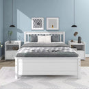 Full Bed with Headboard and Footboard,with 2 Nightstands,White
