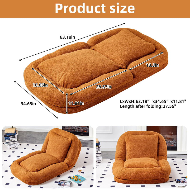 Contemporary Folding Sofa Chair With 5 Adjustable Positions For Gaming, Meditation, And Relaxation