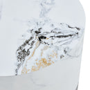 Elegant Cylindrical Table With Patterned Design For Versatile Use - White