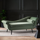 Auroral - Velvet Upholstered Chaise Lounge With Scrolled Arms And Tapered Legs